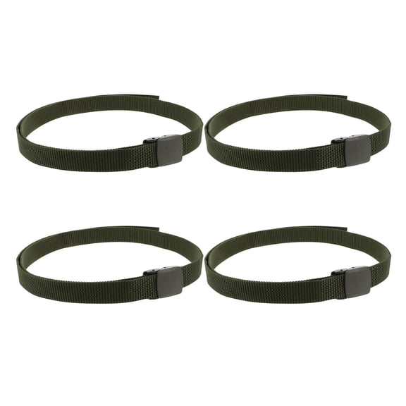 LABSERRON 4-Pack Adjustable Olive Green Nylon Web Belts, Outdoor Utility Straps for Adventure and Everyday Use
