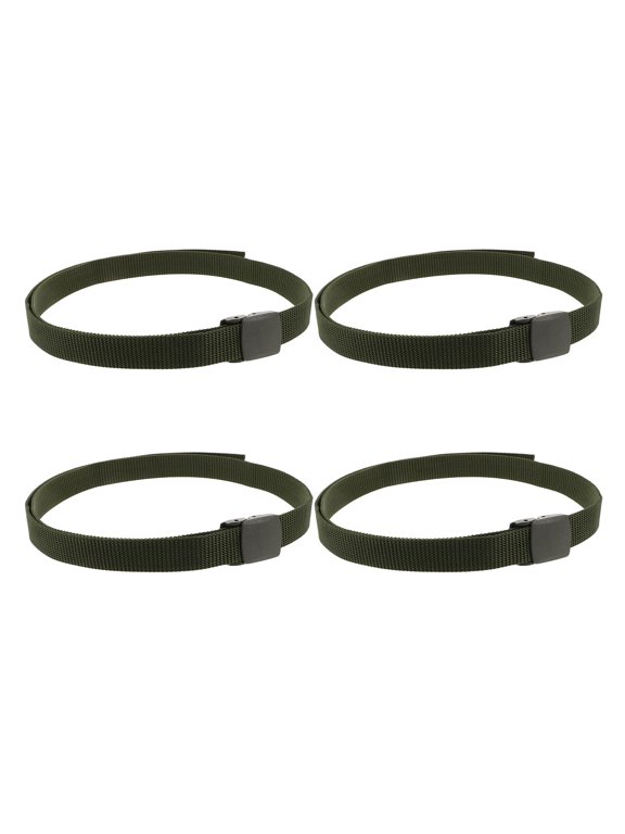 4-Pack Adjustable Olive Green Nylon Web Belts, Outdoor Utility Straps for Adventure and Everyday Use