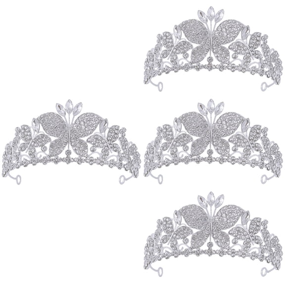 FRCOLOR 4pcs Bridal Wedding Tiara Set with Rhinestone Butterfly Crowns Headbands for Bride Hair Accessories