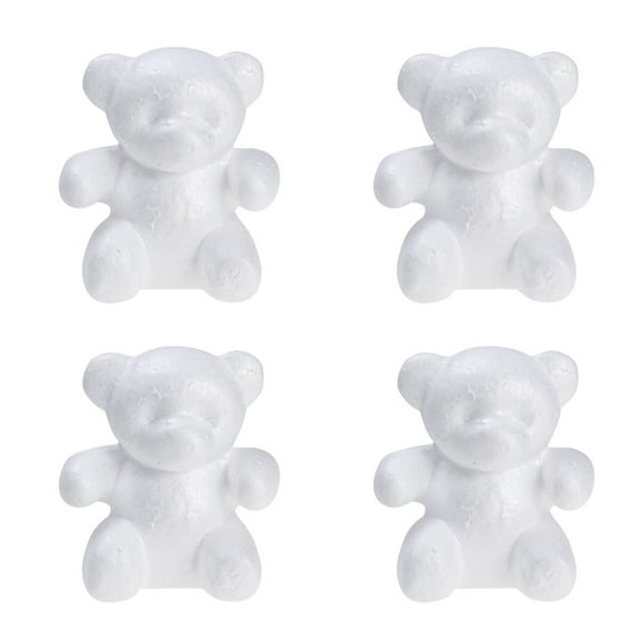 4pcs Foam Bear Sculptures Craft Foam Diy Mould For Arts Party Wedding Decors (Height 5.89 In/Base Width 4.72 In)