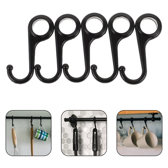 FRCOLOR 5 Pcs Hanger Hook For Coats Closet Black Bathroom Hooks Kitchenware