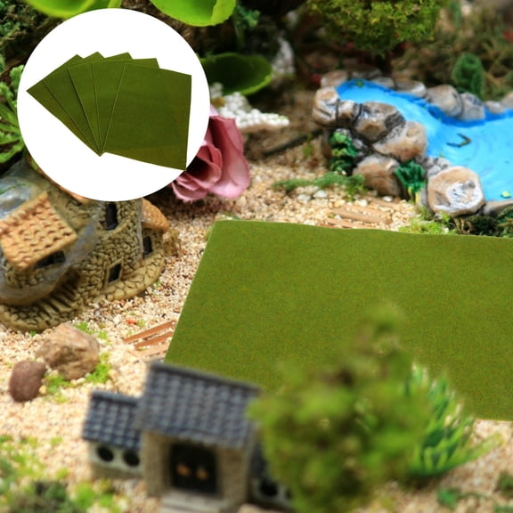 FRCOLOR 5 Pcs Sand Table Turf Fake Grass Nylon Flocked Grass 30.00X21.00X0.10CM