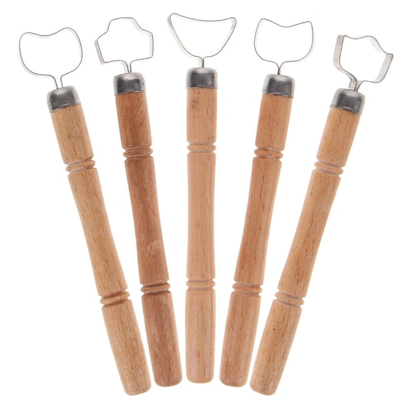 WASHWEPE Pottery Handle Making Tool Wooden Metal 5Pcs 4.7x0.8x0.4in