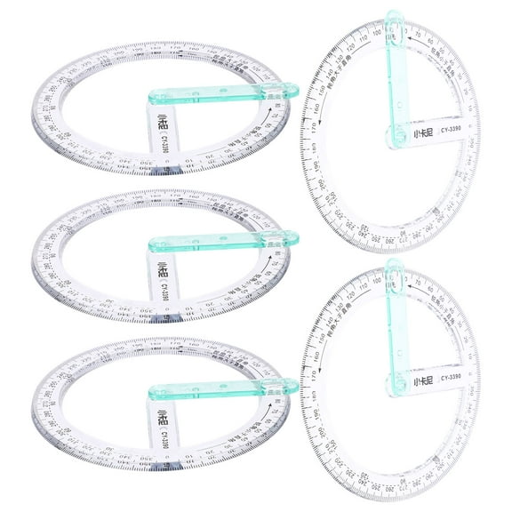 LABSERRON 5Pcs Plastic Round Protractor with High Accuracy Scales for Drafting and Design
