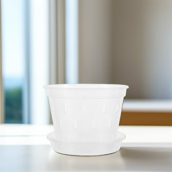 FRCOLOR Clear Nursery Pots for Plants Round Plastic 5 Sets