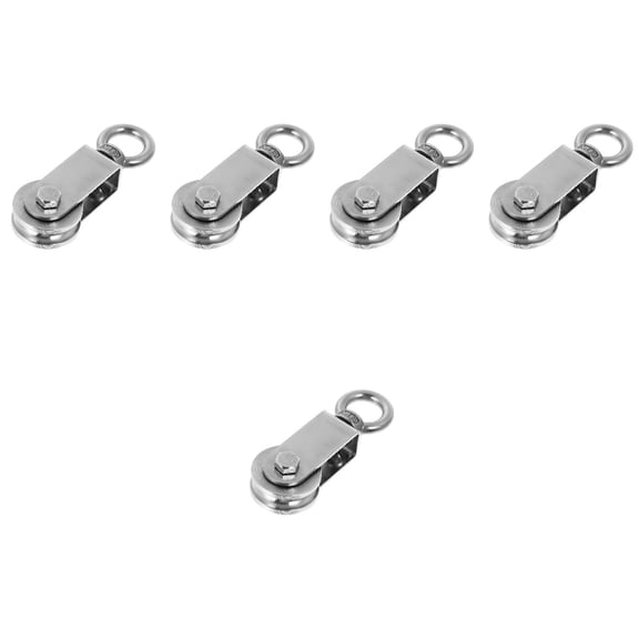 FRCOLOR 5 pcs Heavy Duty Cable Pulley Anti-rust Steel Wire Rope Track Pulley (Silver)