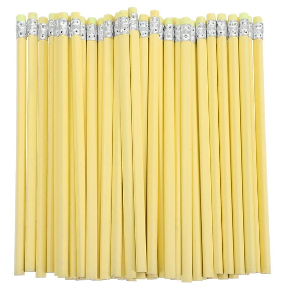 FRCOLOR  50 PCS Gold Pencils with Erasers Chubby for Preschoolers Yellow