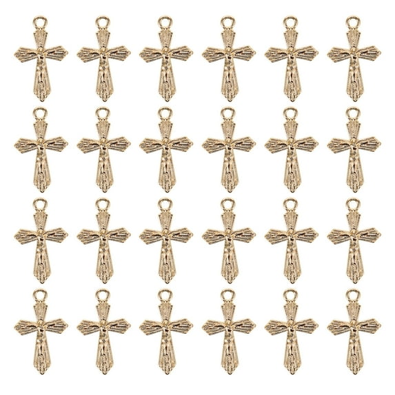 FRCOLOR 50 Pcs Cross Pendant Charms for Necklaces Rings Bulk Golden