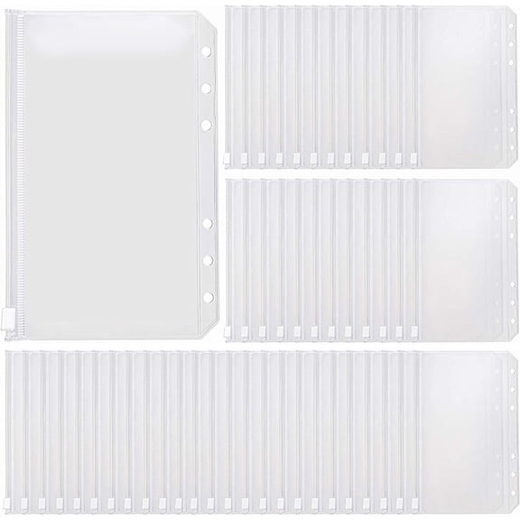 LABSERRON 50Pcs Transparent Extra Thick Zipper Pouches for Binder Storage