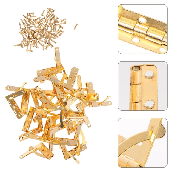 Alasum 50-Pack Rust-Resistant Iron Hinges for Wooden Boxes and Doors, Decorative Hardware Accessories