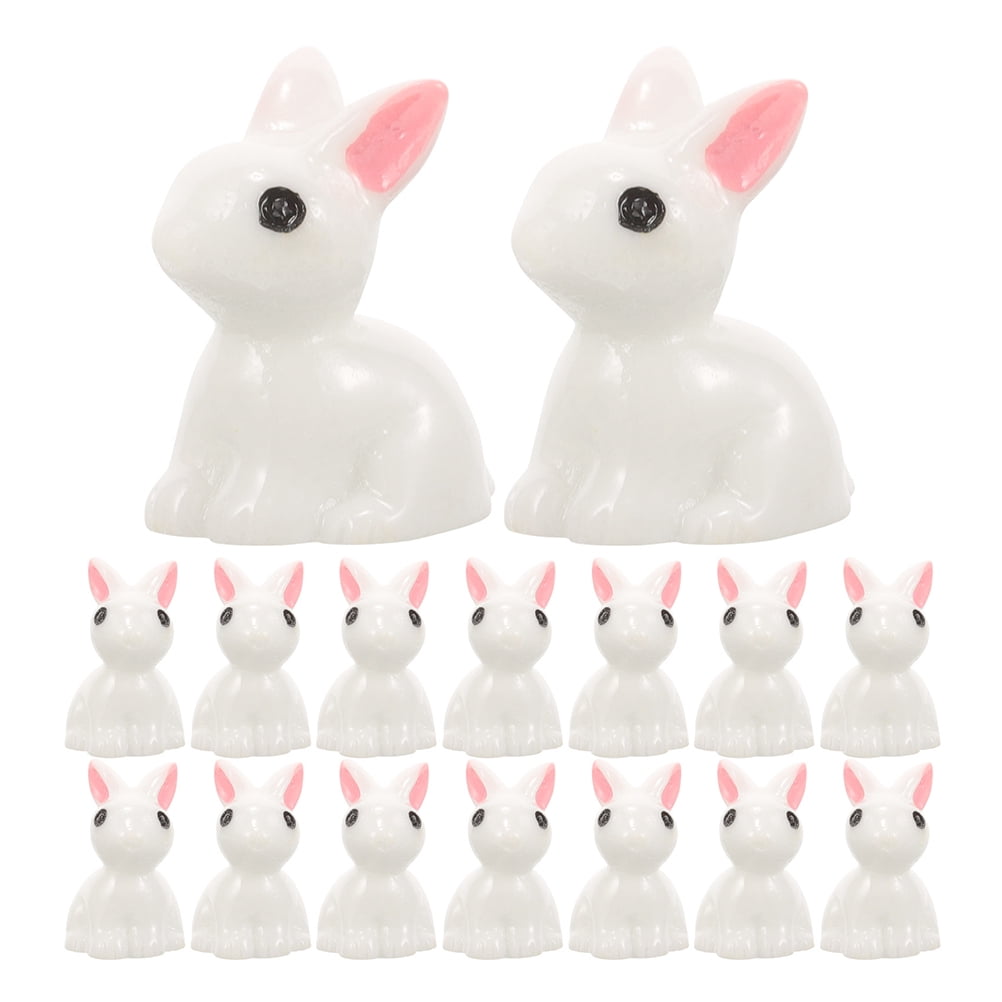 FRCOLOR 50 Pcs Micro Landscape White Rabbit Stuffed Plushies Figurines ...