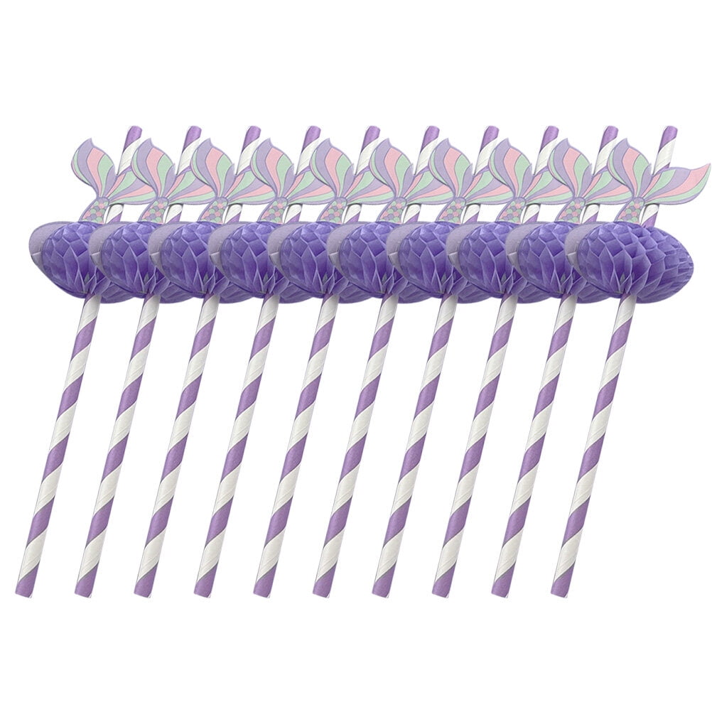 WRISTBIQUE Mermaid Scales Drinking Straws Purple For Summer Party 50Pcs ...