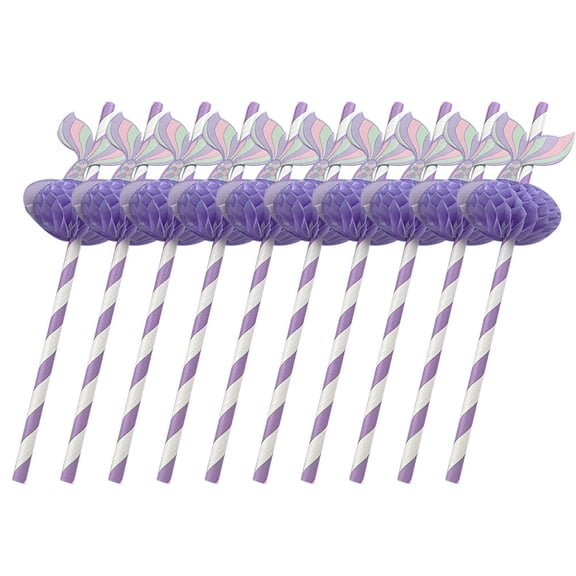 WRISTBIQUE Mermaid Scales Drinking Straws Purple For Summer Party 50Pcs 7.8x2.4In