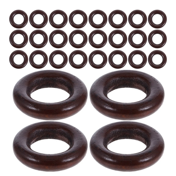 WASHWEPE 50pcs Wooden Craft Ring for DIY Projects, 2.5cm Coffee Wood Circle