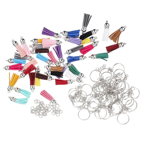 LABSERRON Tassel Keyring DIY Supplies PU Material 50 Sets