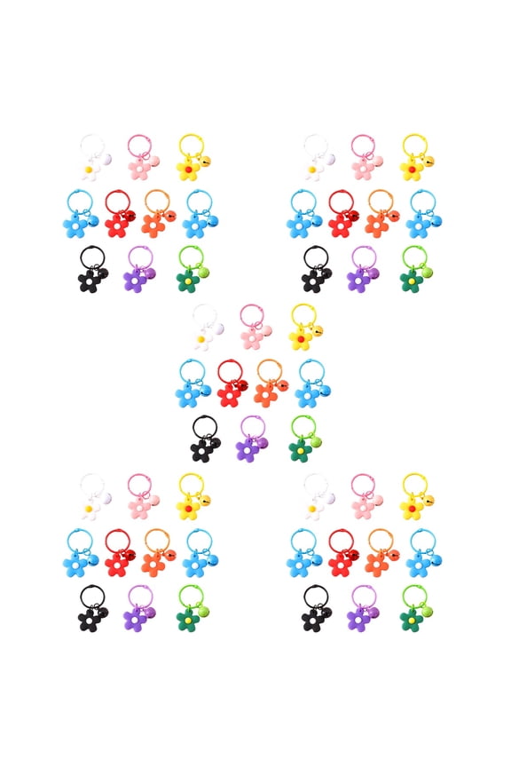 50 pcs Adorable Flower Bell Keychain Hanging Keychains Pendant Girly Key Rings Gift