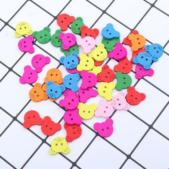 FRCOLOR Sewing Scrapbooking Wood Buttons for Crafters Assorted Color DIY Weddings 50Pack