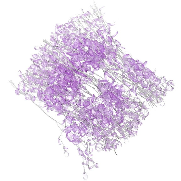 FRCOLOR 50Pcs Acrylic Beads Sticks for Wedding Party Decor and DIY Headdress with Purple Flowers