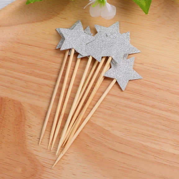 LABSERRON Cake Decorations Silver Star Paper Toppers for Banquets 50Pcs 1.0In 1.4In