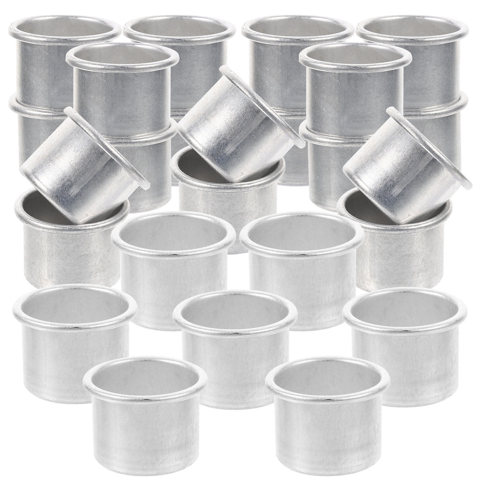 FRCOLOR 50Pcs Metal Candle Inserts Candlestick Holder Cup Aluminum