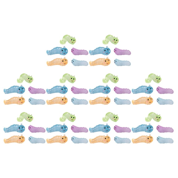 FRCOLOR 50Pcs Mini Landscape Worm Glow In The Dark Mini Worm Figurines Resin Bonsai Worm
