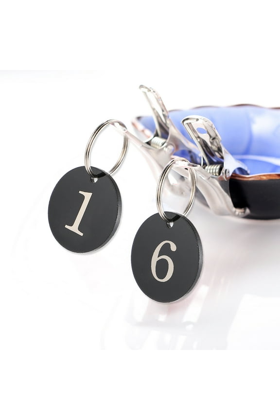 50Pcs Number Tag Rings Hollowed Key Tag Acrylic Round Number Tags for Hotel Mall