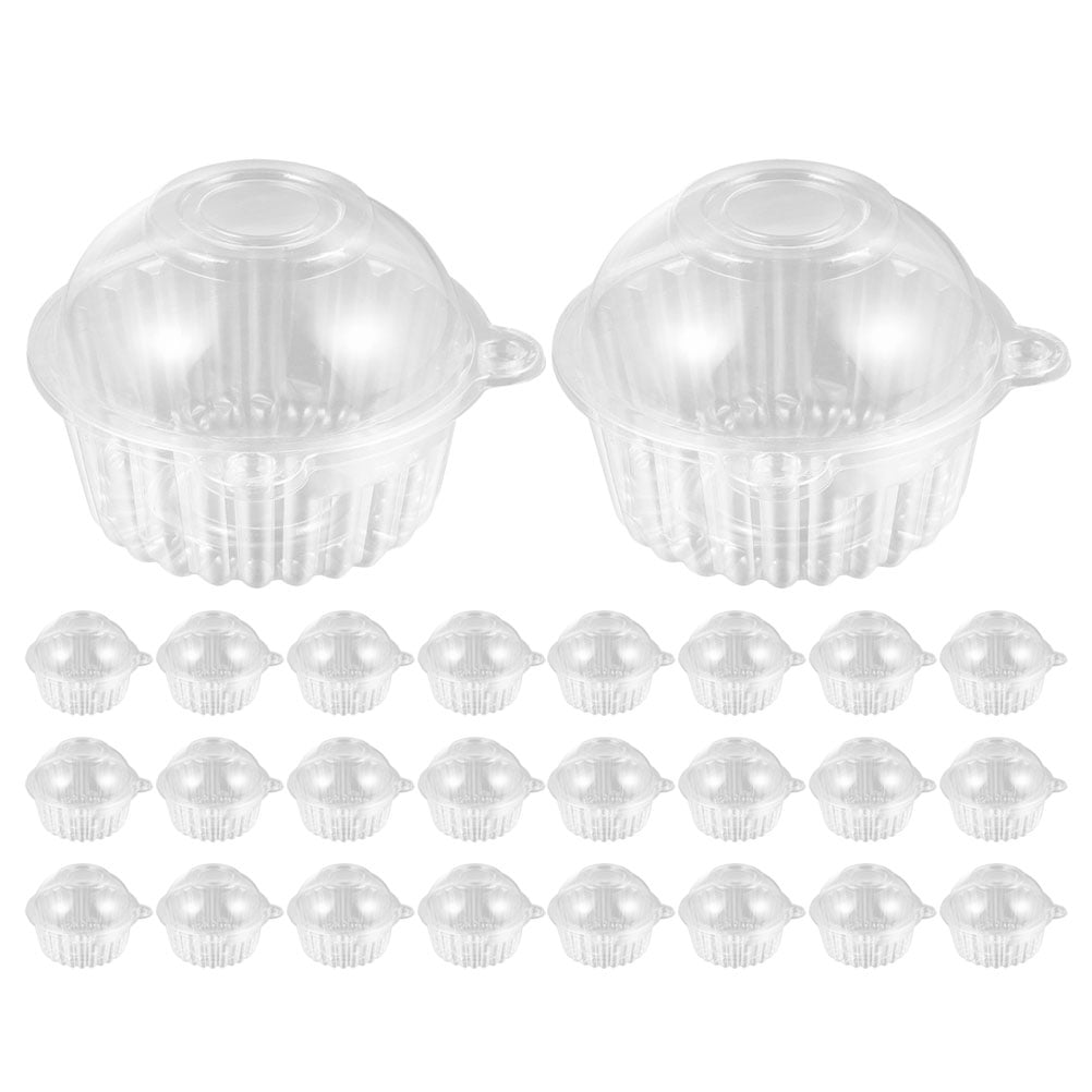 FRCOLOR 50pcs Cupcake Holders Clear Plastic Cupcake Containers