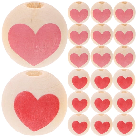 FRCOLOR 50pcs DIY Beads Heart Pattern Jewelry Making Material Valentine's Day DIY Beads