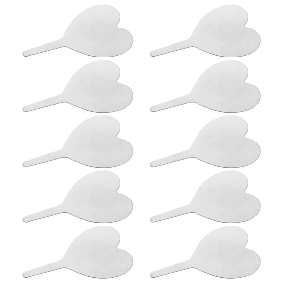 FRCOLOR 50Pcs Silver Heart Shape Plant Tags Durable Metal Gardening Labels for Plant Marking