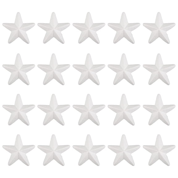 FRCOLOR 50pcs White Foam Stars Unpainted Polystyrene Five-Pointed Star Ornaments For School Projects And Holiday Party Supplies Unfinished Blank Stars