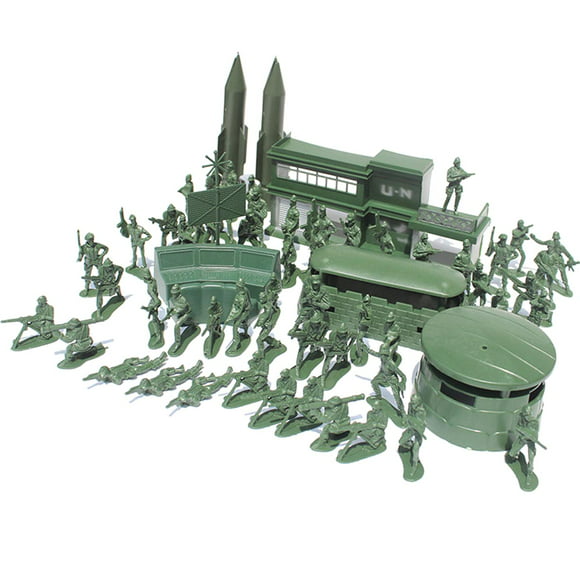 FRCOLOR 56Pcs  Plastic Soldier Model Toy Men Figures Accessories Kit Decor Play Set (Green)