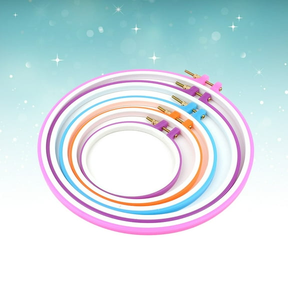 FRCOLOR 5PC Cross Stitch Circle Combination for Cross Stitch Ribbon Embroidery Accessories Tool Size Large Medium Small Set