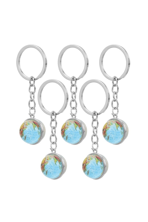 5Pack Creative Design Globe Keychains for Kids Small Zinc Alloy Earth Planet Pendant Decoration