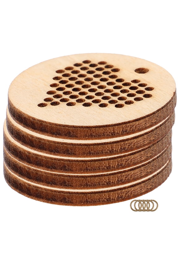 5-Pack Beige Wooden Cross Ornaments for Crafts, Mini Pendants for Unique Handmade Projects