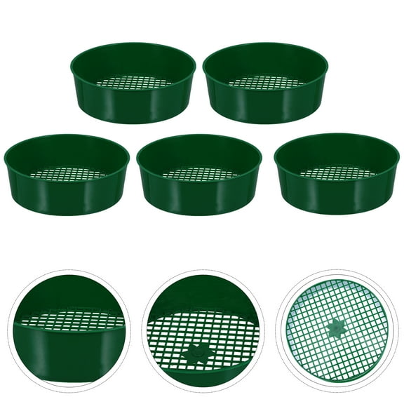 LABSERRON Rock Garden Sieve Soil Sifter Green for Sand Filtering 5Pcs 6.29X6.29X1.97in
