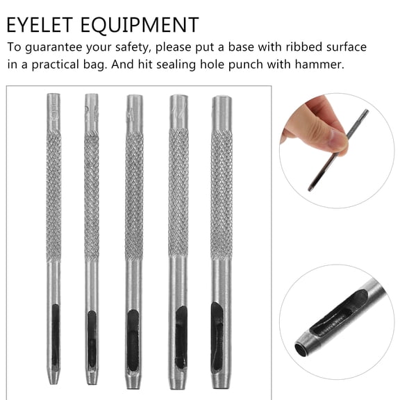 PAMINGONO 5-Piece Steel Belt Hole Punch Set Puncher Tool Kit