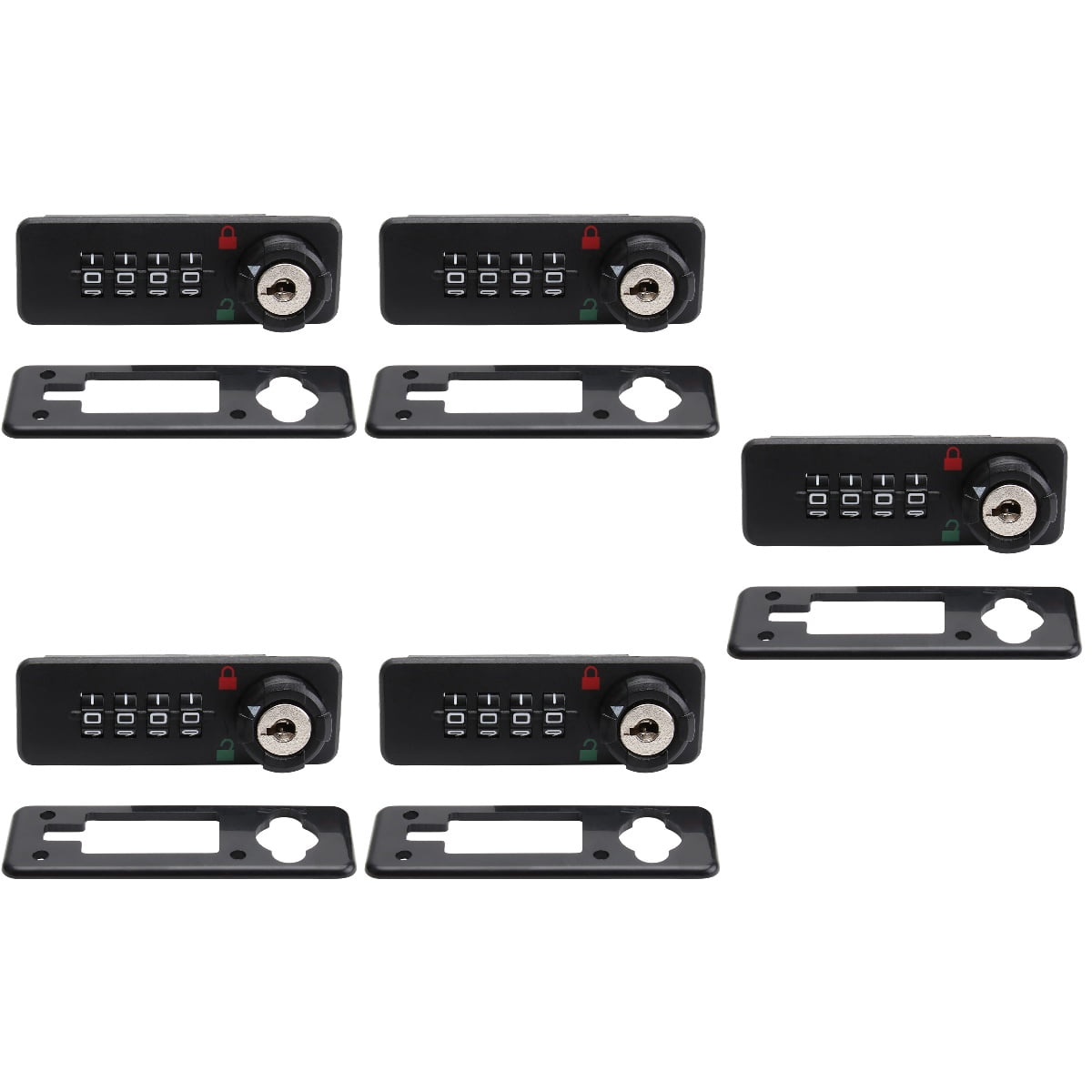 FRCOLOR 5pcs 4 Cam Lock Wardrobe Door Drawer Digital Lock for File Cabinet Drawer Lock