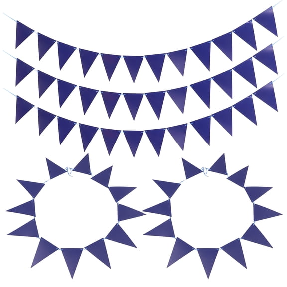 TAILTOSS Triangle Bunting Flags Dark Blue Birthday Party Supplies 5Pcs 7.07X5.11In
