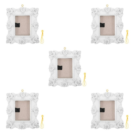 FRCOLOR WORGEOUS 5pcs Christmas Tree Photo Frame Ornament Embossed 3D Xmas Tree Hanging Picture Frames for Holiday Party White