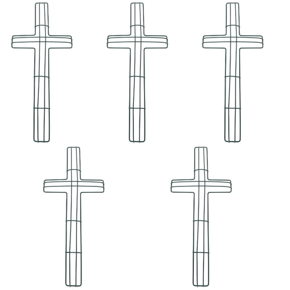 FRCOLOR 5pcs DIY Cross Metal Wreath Frame Flower Garden Cross Shaped Metal Wire Wreath Frame