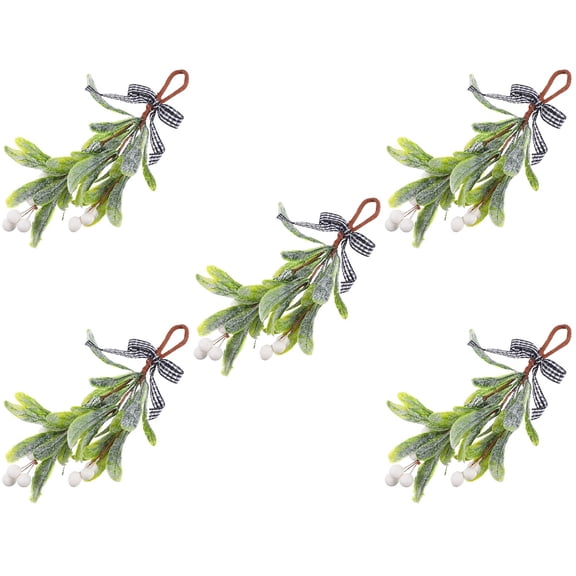 FRCOLOR 5pcs Fake Mistletoe Picks Hangings Artificial Christmas Mistletoe Branches Party Decorations