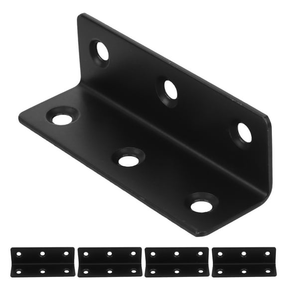 FRCOLOR 5pcs Heavy Duty Stainless Steel Angle Bracket 90 Degree L Shape Corner Brace For Wood Shelves Furniture Garden Bed Gate Metal Support For Cooktop And Elevator Black