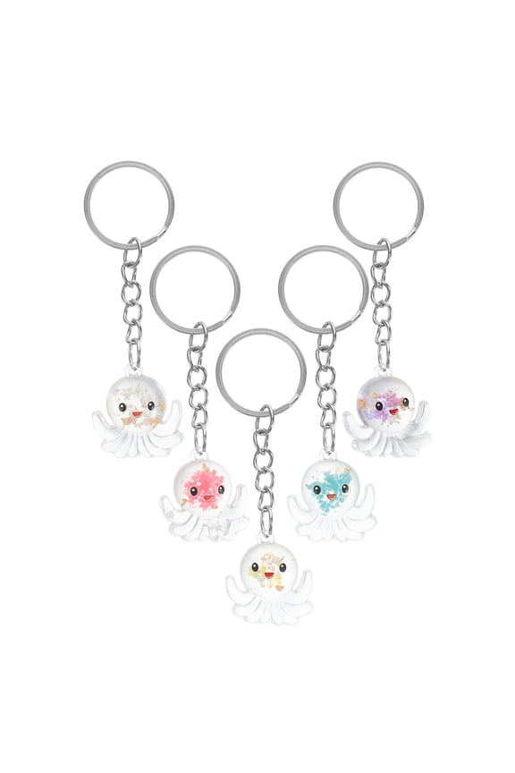 5pcs Luminous Mini Octopus Keychains Octopus Resin Keychains 3D Tiny Key Chains Small Animal Pendant Accessories for Birthday Party Favors