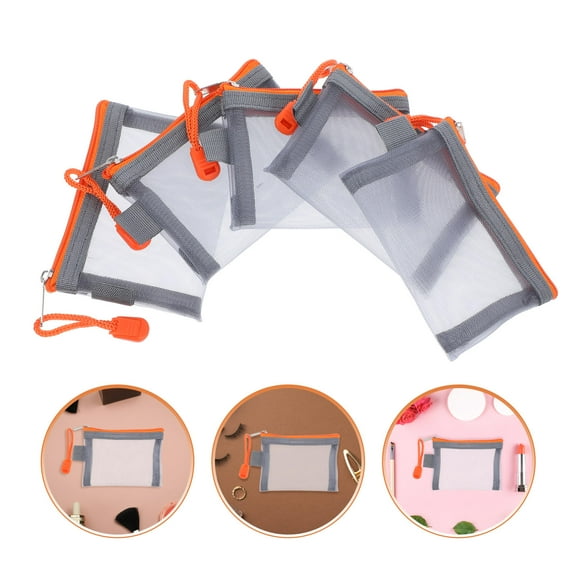FRCOLOR 5pcs Mini Zipper Pouch Small Mesh Makeup Pouch Small Travel Cosmetic Bag Mesh Travel Organizer Bags for Travel Skincare Accessories