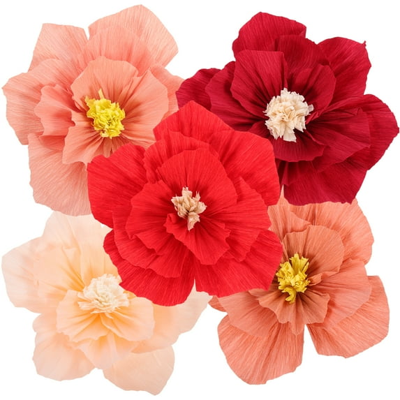 FRCOLOR 5pcs Paper Flowers Decoration 3D Wall Handicraft Artificial Flowers DIY Craft Supplies