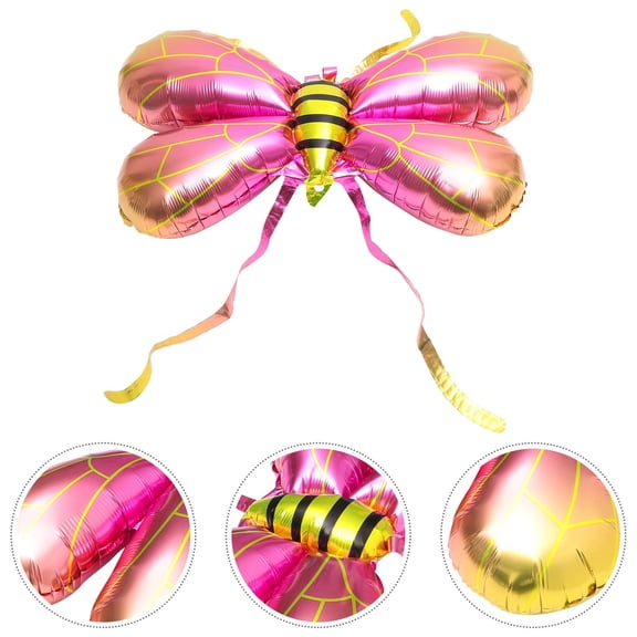 WASHWEPE Foil Birthday Balloons Bee Wing Balloon Orange 5Pack 35.4X25.2In