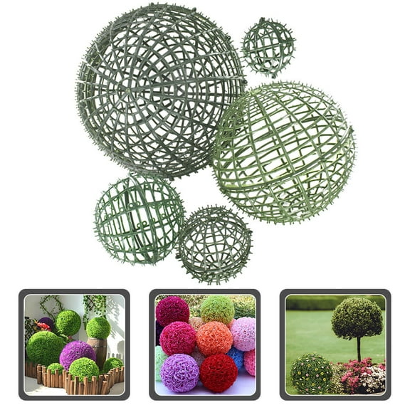 FRCOLOR 5pcs Wire Topiary Frames Flower Holding Rack Green Plastic Decorative Garden Art Holder