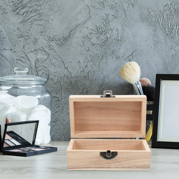 FRCOLOR 5Pcs Khaki Rectangle Wood Box Jewelry Storage Case Multipurpose Wooden Organizer for Home Decor