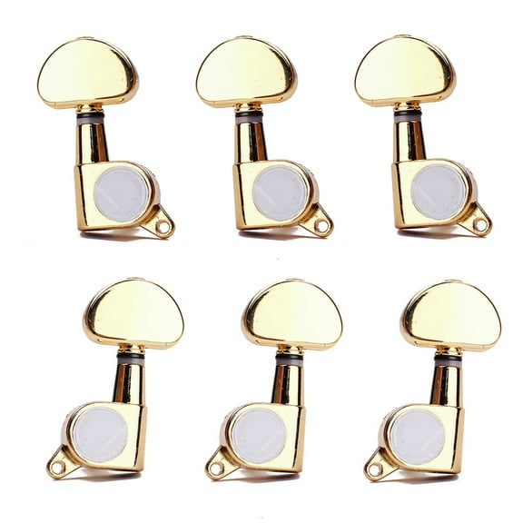 FRCOLOR 6 PCS 3L3R Sealed Electric Guitar String Tuning Pegs Tuners Machine Heads with Mounting Screws Ferrules Bushings for Acoustic Electric Guitar (Golden/ Half Round)