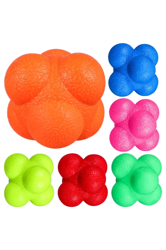 6 PCS Agility Reaction Reflex Ball Bouncing Ball Baseball Tennis Badminton Reaction Training Ball Exercise Fitness Ball